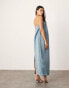 ASOS EDITION bandeau heavy satin maxi dress in blue BLAU, 38 - фото #4