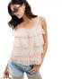 Vero Moda ruffle cami top in pink ditsy floral print