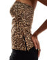 Pull&Bear gathered split side bandeau top in leopard print