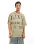 COLLUSION waffle textured polo with graphic front t-shirt in khaki