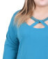 ფოტო #4 პროდუქტის Plus Size Long Sleeve Jeweled Neck Top