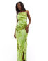 Jaded Rose cami maxi dress with open back in green floral print