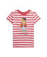 ფოტო #1 პროდუქტის Big Girls Striped Polo Bear Cotton Jersey T-shirt