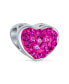 ფოტო #4 პროდუქტის Red Silver Be Mine Love Valentine Heart Crystal Spacer Bead Core Sterling Silver Fits European Charm Bracelet For Women