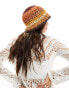 Фото #2 товара Mango crochet stripe bucket hat in orange