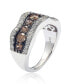 ფოტო #3 პროდუქტის Suzy Levian Sterling Silver Cubic Zirconia Brown Wavy Ring