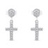 Modern silver earrings with zirconia Crosses EA572W