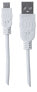 Manhattan USB-A to Micro-USB Cable - 1.8m - Male to Male - 480 Mbps (USB 2.0) - Hi-Speed USB - White - Lifetime Warranty - Polybag - 1.8 m - USB A - Micro-USB B - USB 2.0 - Male/Male - White