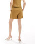 ASOS DESIGN linen pleated tailored shorts in olive