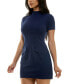 Фото #8 товара Juniors' Mock-Neck Bodycon Short-Sleeve Dress