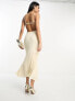 ASOS DESIGN elasticated strappy midi dress with open back in ivory 40 - фото #3