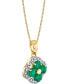 ფოტო #2 პროდუქტის Emerald (3/4 ct. t.w.) & Diamond (1/5 ct. t.w.) Clover 18" Pendant Necklace in 14k Gold