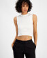 ფოტო #1 პროდუქტის Women's Cropped Mock-Neck Sleeveless Top