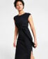 Фото #4 товара Платье средней длины с завязкой на поясе Bar III Petite Ribbed Cap-Sleeve Midi Dress, созданное для Macy's