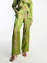 Y.A.S floral jacquard trouser co-ord in green and pink