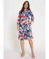 ფოტო #1 პროდუქტის Women's 100% Cotton 3/4 Sleeve Floral Print Shirt Dress