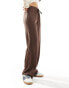 Pull&Bear pull on textured trousers in brown Коричневый, XL - EU 42 - фото #2