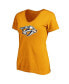 ფოტო #3 პროდუქტის Women's Gold Nashville Predators Primary Logo V-Neck T-shirt