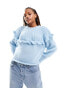 Фото #2 товара Pieces knitted frill jumper in baby blue