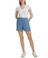 Фото #4 товара Women's Smocked-Waist Double-Crepe Pull-On Cotton Shorts