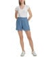 Women's Smocked-Waist Double-Crepe Pull-On Cotton Shorts