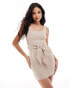 Фото #1 товара Closet London thick waist belt mini dress in taupe