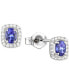 ფოტო #1 პროდუქტის Lab-Grown Sapphire (3/8 ct. t.w.) & Lab-Grown White Sapphire (1/8 ct. t.w.) Oval Halo Stud Earrings in Sterling Silver (Also in Additional Gemstones)