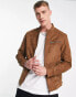 Jack & Jones Essentials biker jacket in faux suede tan