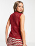 Damson Madder crochet sleeveless cardigan in red and white check