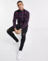 Фото #2 товара Jack & Jones Essentials buffalo check shirt in burgundy