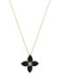 ფოტო #1 პროდუქტის Onyx & Diamond Accent Quatrefoil 17" Pendant Necklace in 14k Gold