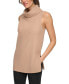 Women's Brushed Rib Sleeveless Turtleneck Tunic with Side Vents Top