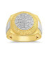 ფოტო #1 პროდუქტის Men's Diamond Two-Tone Circle Cluster Style Ring (1/10 ct. t.w.) in 18k Gold-Plate Sterling Silver (Also in Sterling Silver)