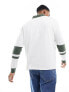 ASOS DESIGN oversized long sleeve rugby polo with white and green cut & sew