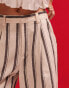 Фото #3 товара ASOS DESIGN wide leg dad trouser with linen in deckchair stripe