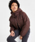 ფოტო #1 პროდუქტის Juniors' Cropped Hooded Puffer Coat