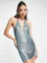 Amy Lynn chainmail mini dress in ice blue