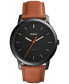 ფოტო #1 პროდუქტის Men's The Minimalist Brown Leather Strap Watch 44mm FS5305