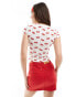 ASOS DESIGN pointelle cherry printed baby t-shirt in ecru XS - EU 32-34 - фото #2