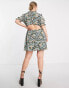 Фото #2 товара ASOS DESIGN Curve tie front mini dress with ruffle skirt in floral print