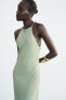 Фото #4 товара Атласное платье миди с горловиной халтер ZARA
