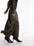 Topshop crushed velvet fishtail maxi skirt in gold