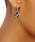 Фото #2 товара Multi-Gemstone (5 ct. t.w.) & Diamond Accent Flower Leverback Drop Earrings in Sterling Silver