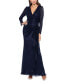 ფოტო #1 პროდუქტის Petite Metallic-Knit Long-Sleeve Gown