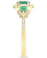 ფოტო #4 პროდუქტის Emerald (3/4 ct. t.w.) & Diamond (1/5 ct. t.w.) Three Stone Halo Ring in 14k Gold