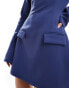 Фото #3 товара Heiress Beverly Hills premium exclusive structured long sleeve pocket detail mini a-line dress in slate blue