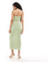 Фото #3 товара ASOS DESIGN Petite mesh bandeau cowl neck midi dress in apple green