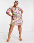 Фото #8 товара Nobody's Child Plus Zoey sweetheart neck floral print multicoloured mini dress