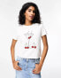 ASOS DESIGN baby tee with cherries and martini drink graphic in white