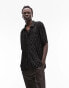 Фото #1 товара Topman oversized fit polo with jacquard plisse in black